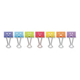 Emoji Themed Binder Clips In Dispenser Tub, Medium, Assorted Colors, 42-pack