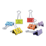 Emoji Themed Binder Clips In Dispenser Tub, Medium, Assorted Colors, 42-pack