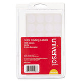 Self-adhesive Removable Color-coding Labels, 0.75" Dia., White, 28-sheet, 36 Sheets-pack