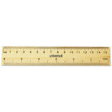 Flat Wood Ruler, Standard-metric, 6"