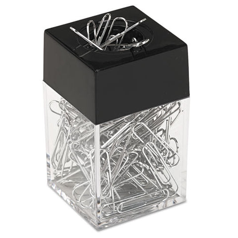 Paper Clips With Magnetic Dispenser, Small (no. 1), Silver, 100 Clips-pack, 12 Packs-carton