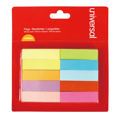 Self-stick Page Tabs, 1-2" X 2", Assorted Colors, 500-pack