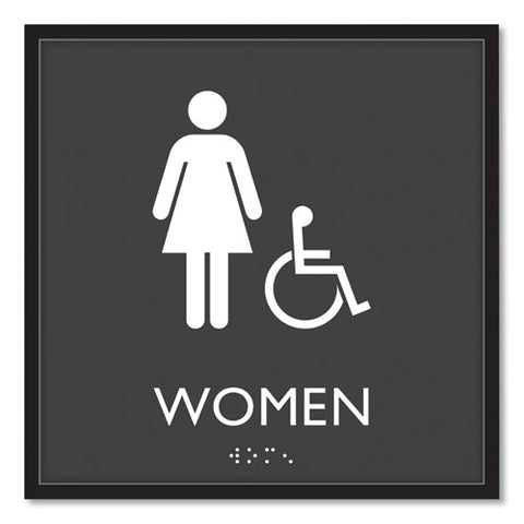 Ada Sign, Women Accessible, Plastic, 8 X8, Clear/white