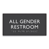 Ada Sign, All Gender Restroom, Plastic, 4 X 4, Clear/white