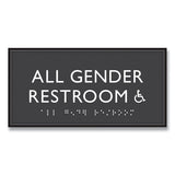 Ada Sign, All Gender Restroom Accessible, Plastic, 4 X 4, Clear/white