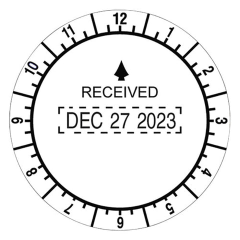 Trodat Round Stamp, Time And Date Received, Conventional, Two-inch Diameter