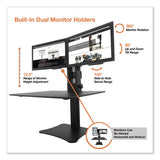 High Rise Dual Monitor Standing Desk Workstation, 28" X 23" X 10.5" To 15.5", Black