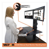 High Rise Dual Monitor Standing Desk Workstation, 28" X 23" X 10.5" To 15.5", Black