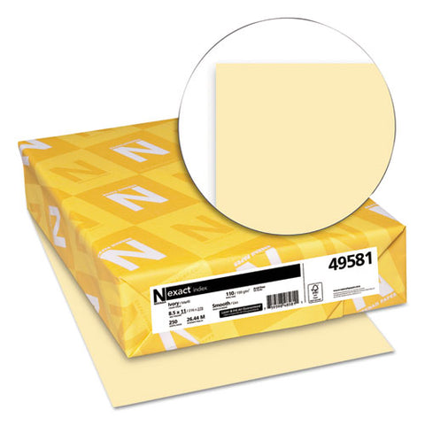 Exact Index Card Stock, 110 Lb, 8.5 X 11, Ivory, 250-pack