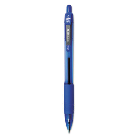 Z-grip Retractable Ballpoint Pen, Medium 1 Mm, Blue Ink, Clear Barrel, Dozen