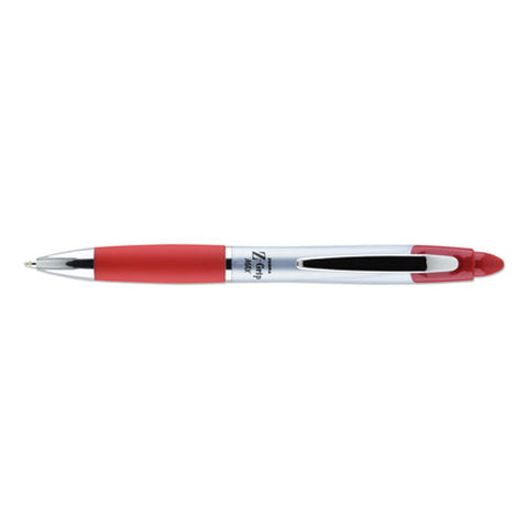 Z-grip Max Retractable Ballpoint Pen, Medium 1mm, Red Ink, Silver Barrel, Dozen