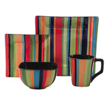 Gibson Elite Square 16pc Florid Stripes Dinnerware Set