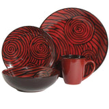 Night Swirl 16pc Dinnerware Set-Red Reactive Stoneware