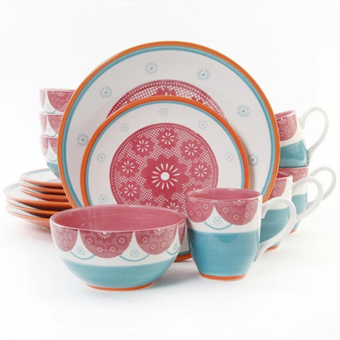 Simplemente Delicioso Evita 16-Piece Dinnerware Set, Magenta