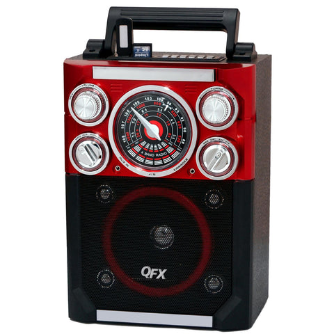 QFX Karaoke Multimedia Speaker with FM Radio- Red
