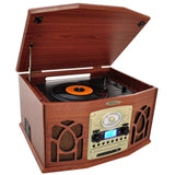 Pyle Retro Vintage Turntable with iPod Player CD/MP3and More-Wood Finish