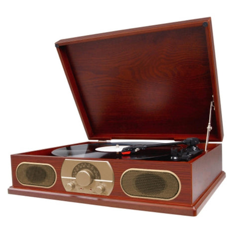 Studebaker Wooden Turntable with AM/FM Radio and Cassette Player