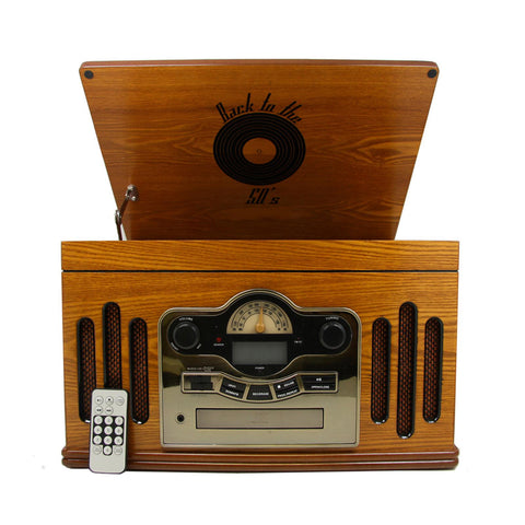 Back to the 50's Antique Wooden 3 Speed Turntable with CD Player - Reconditioned